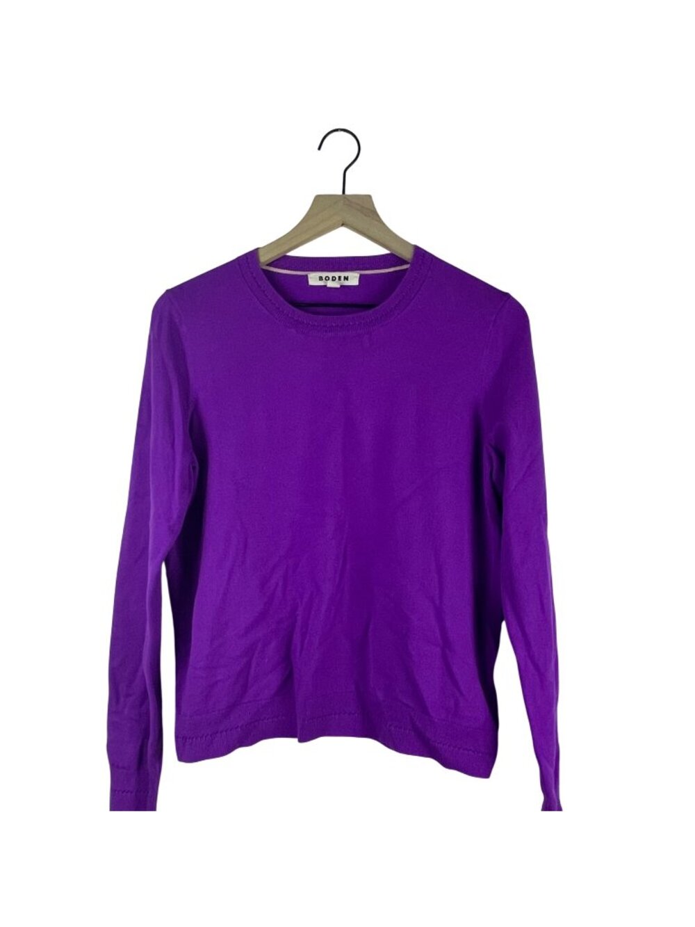 Boden Womens Purple Long Sleeve Cotton Sweater Medium Crew Neck Lightweight